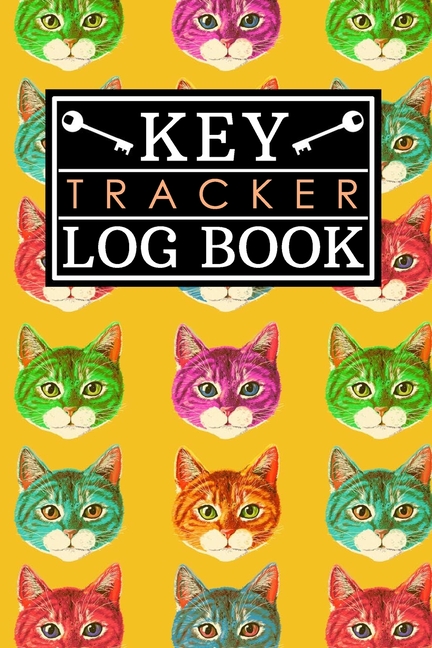  Key Tracker Log Book: Cute Colorful Animal Cat Pattern in Yellow Cover Gift