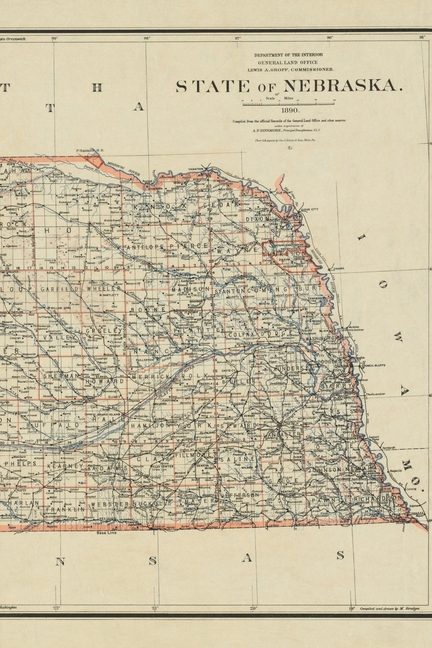  Nebraska Vintage Map Field Journal Notebook, 50 pages/25 sheets, 4x6