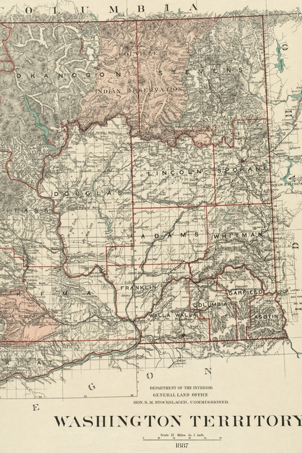 1887 Map of Washington - a Poetose Notebook / Journal / Diary (50 Pages/25 Sheets)
