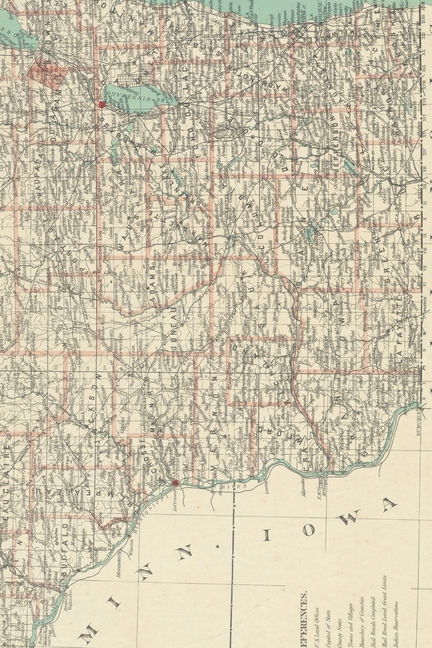 1886 Map of Wisconsin - a Poetose Notebook / Journal / Diary (50 Pages/25 Sheets)