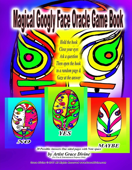 Magical Googly Face Oracle Game Book Hold the book Close your eyes Ask a question Then open the book