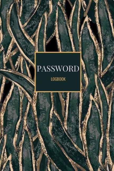 Password Logbook: Dark Green Gold Palms Email Password Organizer with Alphabetical Tabs, Password Ke